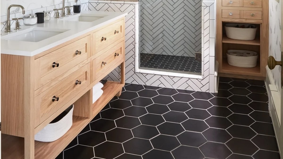 Black Hexagon Tile for Bathroom